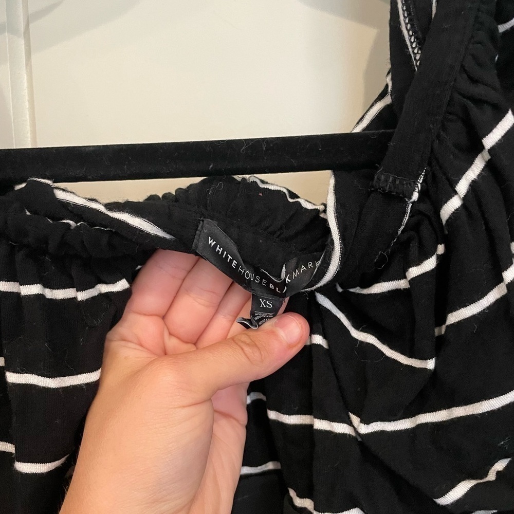 White House Black Market Off The Shoulder Blouse Black & White Striped Womens XS - Picture 3 of 4